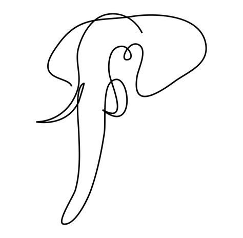 Minimal Tattoo Sketch, Single Line Elephant, Minimalist Tattoo Hand, Drawing Of Elephant, One Line Elephant, Elephant Line Art, Elephant Line Drawing, Elephant Logo Design, Fineline Tattoos