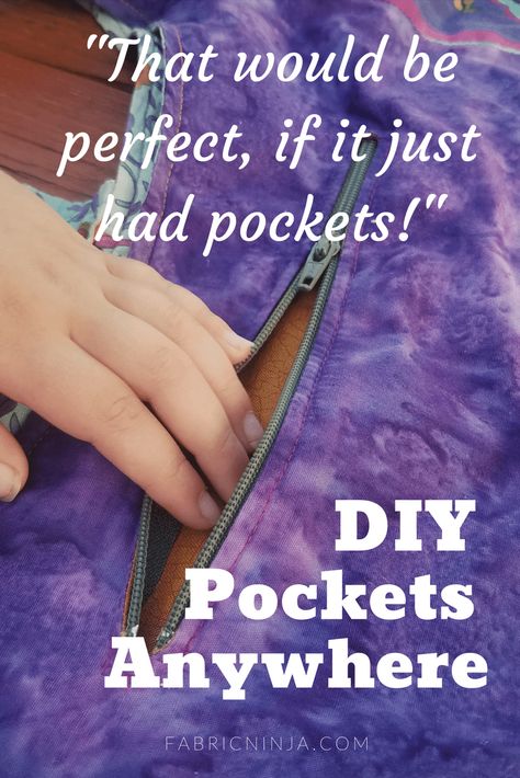 How to Add Pockets to anything, with or without zippers. Follow the step by step guide or watch the video | Learn to sew | Sewing basics | Easy Sewing | Beginner Sewing | DIY Pockets| Sewing Tutorial || #Sewing #Pockets #Upcycle #Restyle #DIY #tutorial #sewingmachine #easysewing Fat Quarter Projects, Beginner Sewing Projects Easy, Leftover Fabric, Fabric Baskets, Sewing Projects For Beginners, Sewing Skills, Love Sewing, Sewing Tips, Sewing For Beginners