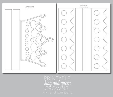 printable king and queen crowns at kiki and company. Birthday Queen Crown Free Printable, Printable Crowns Template, Esther Crown Craft, Free Crown Template, Queen Activities For Preschool, Printable Crown Template Kids, Ckla Kindergarten Kings And Queens, Kings And Queens Kindergarten, Queen Crowns