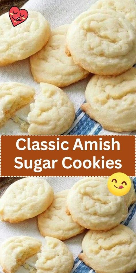 Bake a batch of love with these Classic Amish Sugar Cookies. Soft, chewy, and packed with a delightful blend of vanilla and buttery sweetness, these cookies capture the essence of tradition. Decorate them with colorful frosting or savor their simplicity - either way, they're a timeless treat. Amish Cookies, Amish Sugar Cookies, Avocado Cookies, Drop Sugar Cookies, Vegan Chocolate Cookies, Crispy Chocolate Chip Cookies, Cookie Dough Frosting, Butter Sugar Cookies, Cinnamon Sugar Cookies