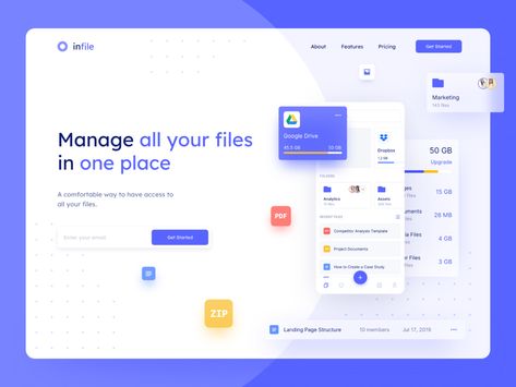 File Manager Landing Page by UGEM on Dribbble Risk Management Illustration, Landing Pages Design, Ui Design Mobile, Landing Page Examples, File Manager, Web Design Mobile, Landing Page Builder, App Landing Page, Ui Design Website