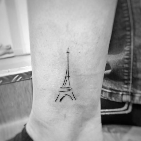 Mini Eiffel Tower Tattoo, France Tattoo Ideas Small, Paris Themed Tattoo, Eiffel Tower Tattoos, Tiny Eiffel Tower Tattoo, Eiffel Tower Tattoo Simple, Tiny Paris Tattoo, Paris Stamp Tattoo, Paris Inspired Tattoos