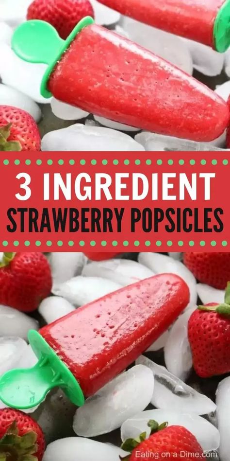 Desert Hacks, Pop Cycles, Strawberry Popsicles Recipe, Popcicles Recipes, Popsicle Recipe For Kids, Strawberries Recipes, Fruit Popsicle Recipes, Homemade Fruit Popsicles, Diy Popsicles