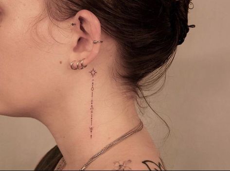 Cute Side Neck Tattoos for Females 1 Word Neck Tattoos, Simple Neck Tattoos, Neck Tattoo Women, Unique Tattoos Black Women, Nape Tattoo, Small Neck Tattoos, Side Neck Tattoo, Omerta Tattoo, Neck Tattoos Women