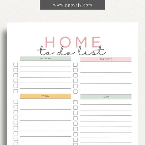 Home Organization Printables, Home To Do List, Monthly Chores, To Do List Printable, List Planner, Life Binder, To Do Lists Printable, Schedule Planner, Household Planner