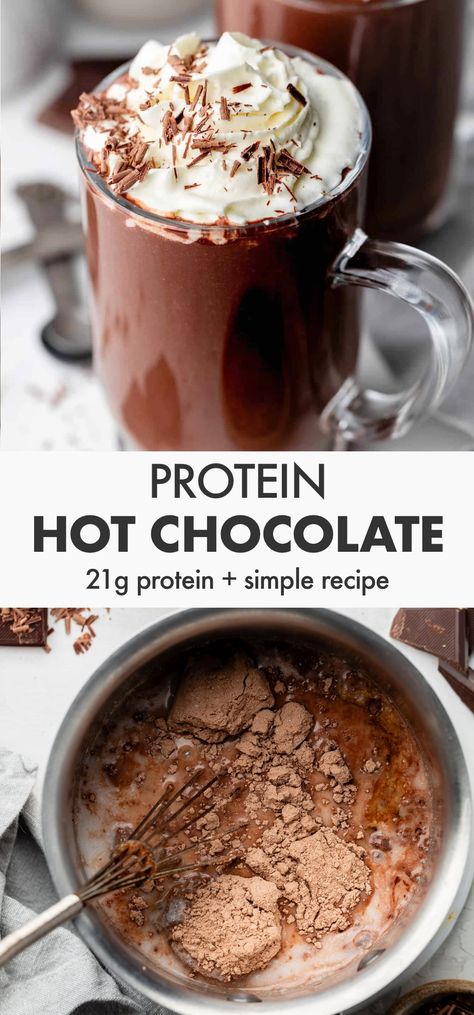 Protein Hot Chocolate Recipe Nourishing Drinks, Party Snacks For Adults, Protien Drinks, Bariatric Protein, Protein Hot Chocolate, Healthier Drinks, Hot Chocolate Protein, Protein Sweets, Healthy Hot Chocolate