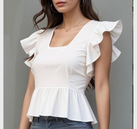 ✨ Chic Reverie ✨ Unveil your style with our Peplum Top by Sewart Designs! This elegant and trendy top features a flattering square neckline, playful ruffled sleeves, and a chic peplum hem. Perfect for pairing with jeans, skirts, or shorts, this top is a must-have for any fashion-forward wardrobe. 📏 Available in sizes XXS-XXL 🧵 Skill Level: Beginner 📦 Pattern includes detailed instructions and helpful illustrations ✨ Show off your stunning creations by tagging us with #SewartPeplum for a ch... Handmade Wardrobe, Trendy Top, Peplum Hem, Ruffled Sleeves, Top Design, Square Necklines, Handmade Fashion, Trendy Tops, Sewing Inspiration