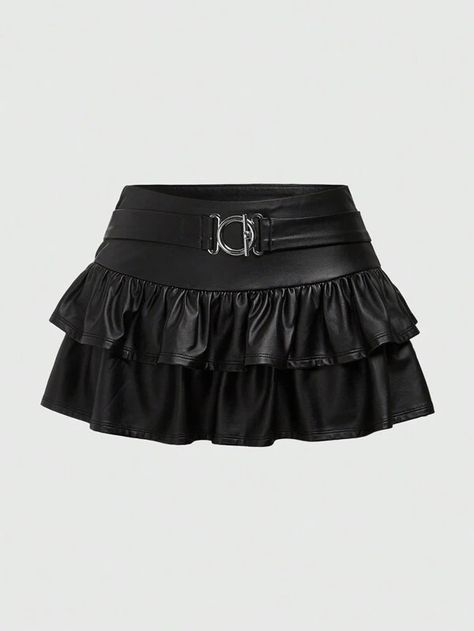 Search y2k skirt | SHEIN USA Shein Leather Skirt, Black School Skirt, Skirt School, Layered Ruffle Skirt, Black Ruffle Skirt, Shein Skirts, Fancy Fits, Black Leather Shorts, School Skirt