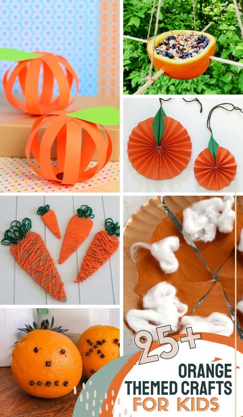 Are you looking for fun Orange Crafts for Kids? Check out this list of crafts that use orange and teach about the color orange! #orangecrafts #preschoolcrafts #easycrafts #3boysandadog Orange Art For Preschoolers, Orange Diy Crafts, Preschool Orange Crafts, Orange Craft Preschool, Orange Toddler Activities, Orange Color Crafts Preschool, Orange Activity For Preschool, Orange Color Activity, Orange Color Activities Preschool