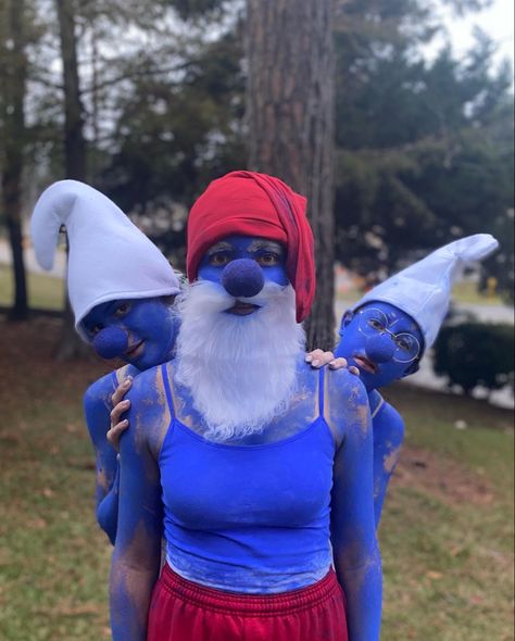 Papa Smurf Halloween Costume, Smurf Cosplay, Smurf Halloween Costume, Smurf Costume, Halloween Costumes 2022, Character Halloween Costumes, Trio Costumes, Papa Smurf, Blue Man Group