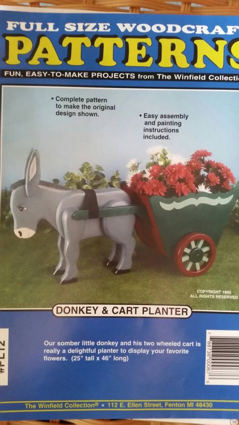 WOODCRAFT PATTERN Donkey & Cart Planter Winfield Collection | Etsy Wheeled Cart, Donkey Cart, Winfield Collection, Painting Instructions, Lawn Ornament, Animal Planters, Wood Animal, Lawn Decor, Woodworking Projects Diy