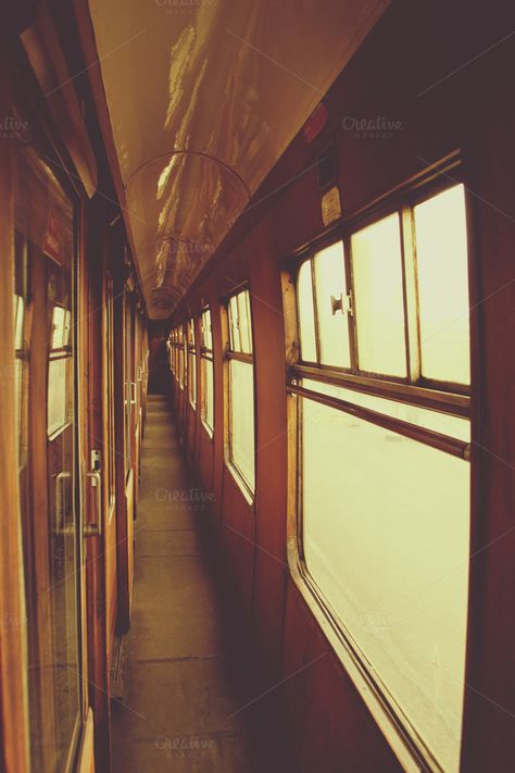 Vintage Train Interior by FudgeTiger on Creative Market Train Aesthetic Vintage, Steam Train Aesthetic, Vintage Train Aesthetic, Wizarding Aesthetic, Nanowrimo 2023, Destination Signs, Train Interior, French Brasserie, Train Aesthetic