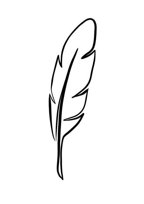 Feathers Drawing Simple, Feather Simple Drawing, Feather Drawings Simple, Feather Sketch Simple, Simple Thunderbird Drawing, Feather Ink Drawing, Feather Outline Drawing, Feather Tattoos Simple, Feather Line Tattoo