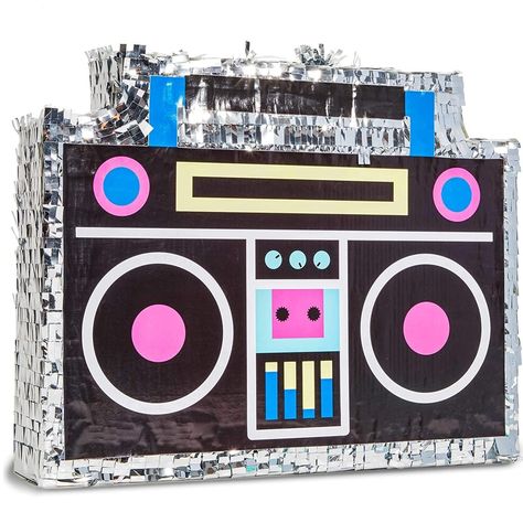 Boombox Pinata, 90s Theme Party Decorations, Retro Birthday Parties, 80s Party Decorations, 80s Birthday Parties, 90s Theme Party, 80s Theme Party, 80s Theme, Hip Hop Party