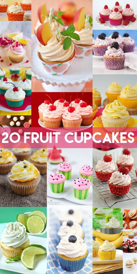 All the best Fruit Cupcake Recipes Fruit Cupcakes Recipes, Cupcakes Fruit, Amazing Cupcakes, Fruit Cupcakes, Cupcakes Recipes, Cupcake Decoration, Salty Cake, Cupcake Flavors, Baking Cupcakes