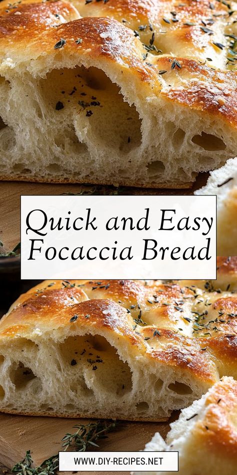 Need a quick bread recipe? This Focaccia Bread is easy to make and ready in no time! Soft, flavorful, and perfect for any meal. Focaccia Bread Quick, Bread For Dinner Meals, Quick Rise Focaccia Bread, Focaccia Dough Recipe, One Hour Focaccia Bread, Instant Foccacia Bread, No Yeast Foccacia Bread, Foccacia Bread Recipes Tomato, Bread Focaccia Recipes