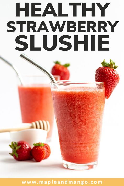 Strawberry Slushie, Homemade Slushies, Blender Drinks, Virgin Cocktails, Slushie Recipe, Strawberry Drinks, Healthy Strawberry, Smoothie Drink Recipes, Refreshing Summer Drinks