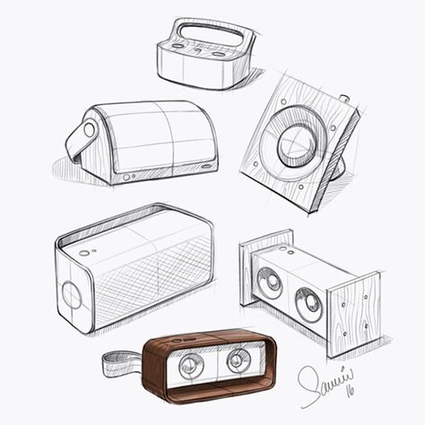 Speaker Drawing, Bluetooth Speakers Design, Digital Sketchbook, Funny Sketches, Design Sketching, Furniture Design Sketches, Isometric Drawing, Speaker Box Design, Design Sketchbook