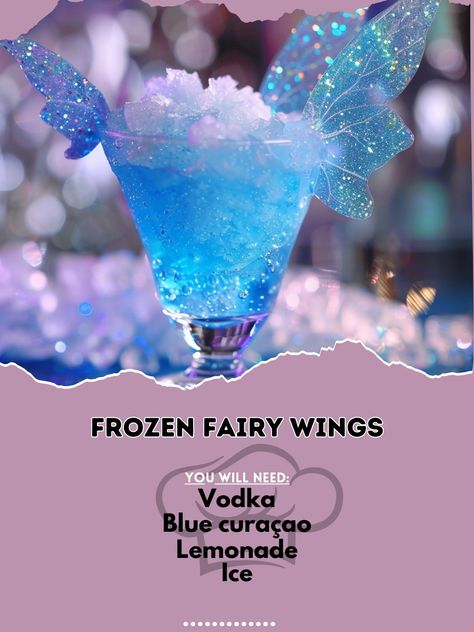 Fairy Cocktails, Magical Cocktails, Fairytale Cocktails, Fantasy Drinks, Vodka Blue, Bartender Drinks Recipes, Girly Drinks, Frozen Cocktail, Fun Drinks Alcohol