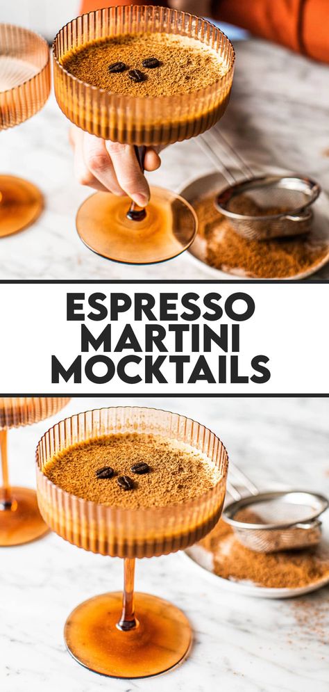 Alcohol Free Espresso Martini, Espresso Martini Mocktail, Espresso Mocktail Recipe, Coffee Mocktail Non Alcoholic, Mocktail Espresso Martini, Non Alcoholic Espresso Martini, Espresso Martini Mocktail Recipe, Coffee Mocktail Recipe, Espresso Martini Recipe Baileys