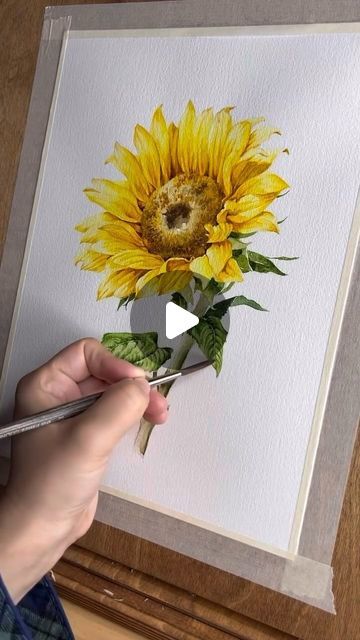 AQUARELLE 🐬 FREE art sharing page on Instagram: "Sunflower by @aquarelltraum_art 🌻 Inspiring gallery @watercolor_daily 🌿" Grass Painting Watercolor, Watercolor Sunflowers Tutorial, Sunflower Watercolor Tutorial, Watercolor Fall Flowers, Sun Flower Watercolor, Watercolor Sunflower Tutorial, Water Coloring Art, Water Colour Painting Ideas Inspiration, Watercolor Paintings Ideas