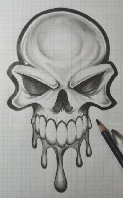 Easy Graffiti, Easy Graffiti Drawings, Scary Drawings, Skull Art Drawing, Chicano Drawings, Skulls Drawing, Graffiti Style Art, Art Drawings Sketches Pencil, Tattoo Art Drawings