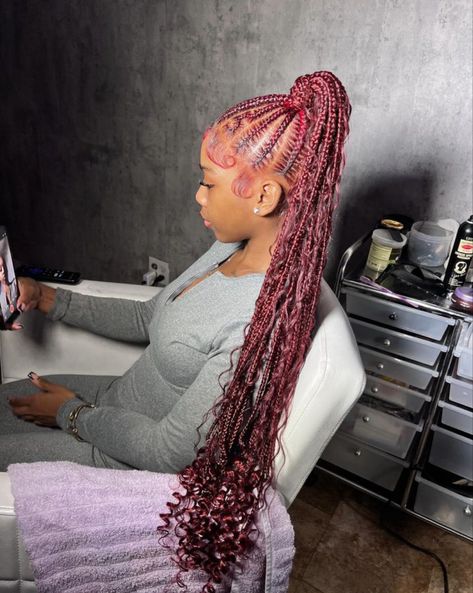 pretty & unique braids. follow for more content. Red Braids, Protective Braids, Locs Styles, Braided Hairstyles For Black Women Cornrows, Feed In Braids Hairstyles, Braided Hairstyles For Teens, Box Braids Hairstyles For Black Women, Braided Cornrow Hairstyles, Cute Braided Hairstyles