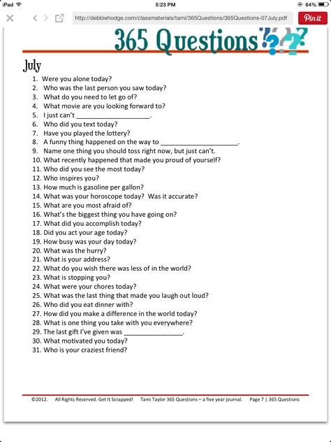 365 questions                                                                                                                                                      More Diary Questions, July Prompts, January Journal Prompts, 365 Questions, January Journal, 5 Year Journal, Year Journal, Monthly Journal, Journal Questions