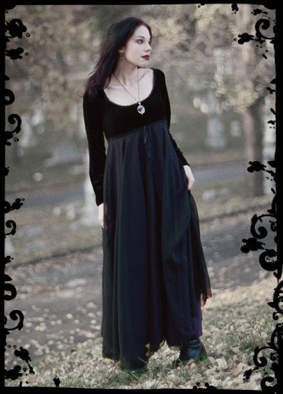 Coriandre Fairy Gown with Empire Waist and Long by rosemortem, $269.00 Romantic Gothic Wedding, Gothic Couture, Fairy Gown, Gothic Wedding Dress, Victorian Goth, All Black Looks, Dark Romantic, Full Circle Skirt, Goth Style