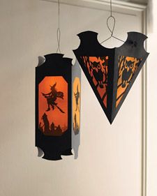 Hanging Vellum Halloween Lanterns | Step-by-Step | DIY Craft How To’s and Instructions| Martha Stewart Halloween Lanterns Diy, Paper Halloween Decorations, Dekorasi Halloween, Halloween Paper Crafts, Casa Halloween, Homemade Halloween Decorations, Halloween Clips, Halloween Lanterns, Manualidades Halloween