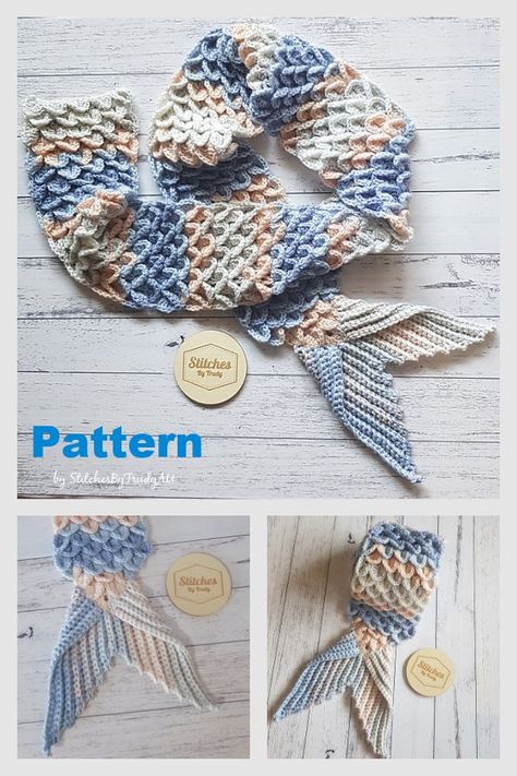 3 Mermaid Tail Scarf Free Crochet Pattern and Paid Mermaids Sirens, Mermaid Paintings, Tattoo Mermaid, Crochet Kids Scarf, Mermaid Tail Pattern, Mermaid Costumes, Art Vampire, Crochet Mermaid Tail, Crochet Fish