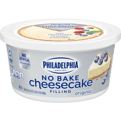 Add this ready-to-eat cheesecake filling to your graham cracker crust for a quick and easy dessert your guests will love. Simply scoop onto your base and top with berries, fruit sauce or chocolate for that perfect cheesecake every time. Available in a 24.3 oz tub, this delicious cheesecake filling offers the classic taste of cheesecake for those times you just don No Bake Philadelphia Cheesecake Recipe, No Bake Philadelphia Cheesecake Filling, Desserts With Cheesecake Filling, Phillidelphia Cream Cheesecake, No Bake Cheesecake Philadelphia Recipe, Philadelphia Cheesecake No Bake Filling, Philadelphia Ready To Eat Cheesecake Filling Recipes, Philly No Bake Cheesecake Recipes, Cheesecake Recipes Easy Philadelphia No Bake