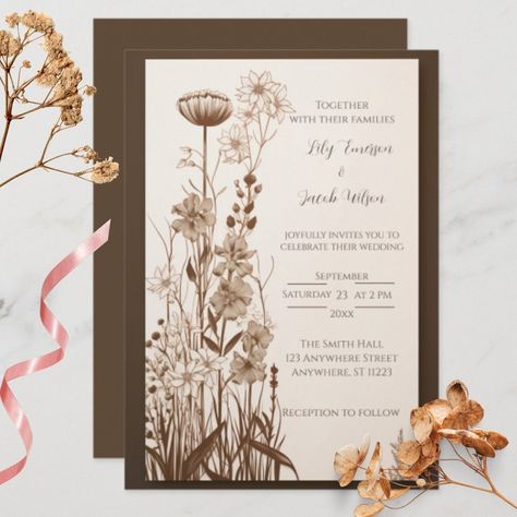 Fall Rustic Wildflower Wedding Invitation Embrace the beauty of autumn with our customizable Fall Wildflower Rustic Wedding Invitation. Perfectly capturing the essence of the season, this invitation features a charming design inspired by nature's bounty during the fall months. Our design incorporates a stunning array of wildflowers, embodying the rustic hues of autumn and capturing the earthy, rich tones that define this romantic season. Please click the link to see more. Rustic Wildflower Wedding, Book Wedding Invitations, Wedding Booklet, Boho Wedding Invitation Template, Cottagecore Wedding, Wedding Invitation Floral, Wildflower Wedding Invitations, Rustic Wedding Invitation, Fall Months