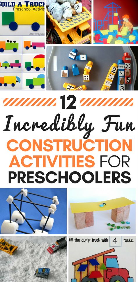 Check out our collection of 12 incredibly fun construction activities for preschoolers - here you'll find something to help your little one entertained, especially when they're indoors and the weather isn't great outside. Have fun! Construction Activities For Preschoolers, Kindergarten Collage, Construction Activities Preschool, Construction Classroom, Construction Theme Classroom, Construction Theme Preschool, Preschool Construction, Homeschooling Preschool, Boys Play