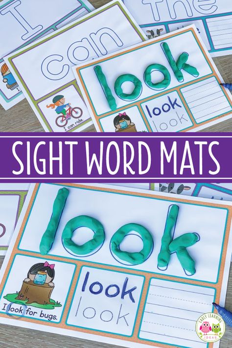 Learn Sight Words, Sight Word Activity, Word Work Kindergarten, Sight Word Centers, Preschool Sight Words, Word Work Centers, Sight Words List, Playdough Mats, Word Work Activities