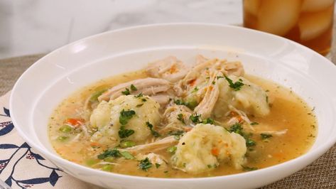 Instant Pot® Chicken and Dumplings Herby Chicken, Mary Berg, Raw Spinach, Diced Carrots, Dumpling Recipe, Chicken Stew, Hot Soup, Instant Pot Chicken, Chicken And Dumplings