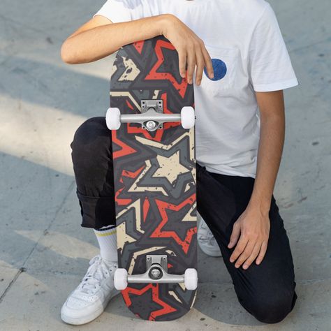 Skater Astethic, Personalized Skateboard, Skateboard Deck Design, Red Skateboard, Aesthetic Skateboard, Skateboard Designs, Grunge Pattern, Skateboard Aesthetic, Skateboard Deck Art