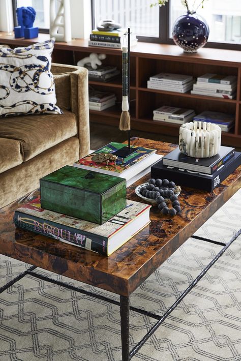 Huge Coffee Table, Katie Britt, Glass Coffee Table Styling, Eclectic Coffee Tables, Round Coffee Table Styling, Creative Coffee Table, Coffee Table Decor Living Room, Coffee Table Books Decor, Books Decor