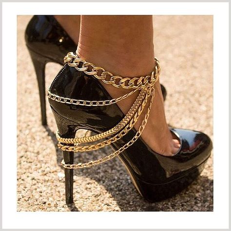 Campsis Punk Layered Anklets Gold Tassel Ankle Chain High heels Chain Bar NightClub Party Foot Chains Jewelry for Women and G Anklets Gold, Tassel Heels, Handmade Charm Bracelets, Cheap Shoes Online, Nightclub Party, Women Anklets, Ankle Shoes, Ankle Chain, Anklet Bracelet