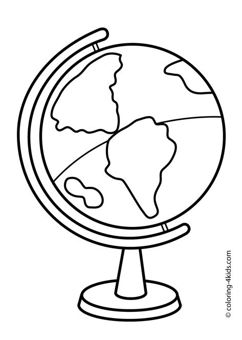 Globe Printable, Globe Outline, Globe Drawing, Globe Picture, Earth Coloring Pages, Kids Globe, Tattoo Coloring Book, Globe Art, School Coloring Pages