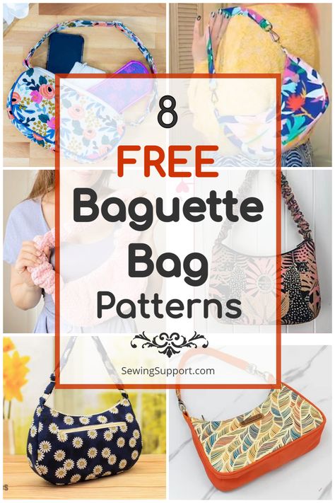 Baguette Purse Pattern, Pocket Books Handbags, Free Handbag Patterns To Sew, Book Bag Sewing Pattern, Baguette Bag Pattern, Yoga Mat Bag Pattern, Vintage Bag Pattern, Quilted Tote Bags Patterns, Wine Bag Pattern