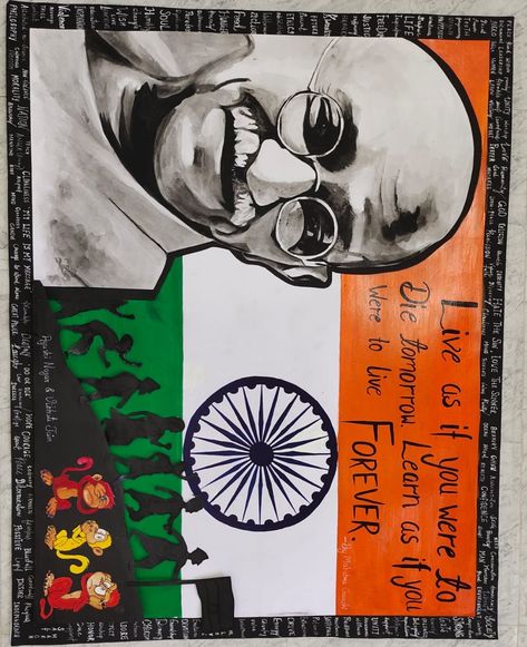 2 October Gandhi Jayanti Board Decoration, Gandhi Jayanti Bulletin Board Ideas, Gandhi Jayanti Board Decoration, Gandhi Jayanti Decoration In School, Gandhi Jayanti Creatives, Gandhi Jayanti Poster Drawing, Gandhi Jayanti Creative Ideas, Notice Board Decoration, Boarders Designs