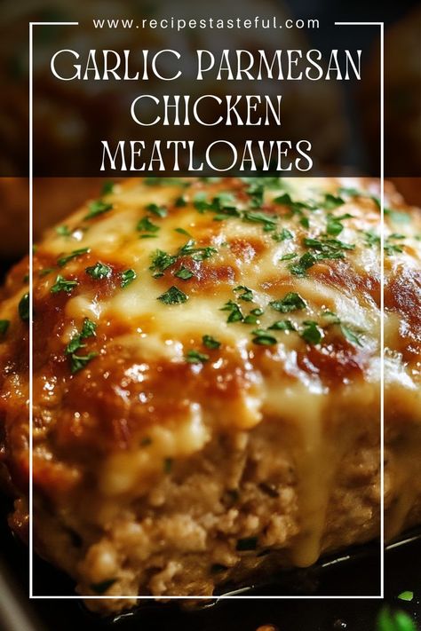 These Garlic Parmesan Chicken Meatloaves are a deliciously tender and flavorful twist on a classic dish. Made with ground chicken and a blend of Parmesan and garlic, they are perfect for a cozy family dinner. Ground Chicken Ideas For Dinner, Garlic Parmesan Meatloaves, Quick Healthy Meals For Family, Ground Chicken Parmesan Patties, Garlic Chicken Meatloaf, Quick And Easy Ground Chicken Recipes, Garlic Parm Chicken Meatloaves, Chicken Parmesan Meatballs Recipe, Ideas For Ground Chicken