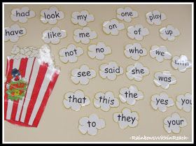 Word wall Popcorn Theme Classroom, Word Wall Kindergarten, Sight Word Wall, School Wall Art Ideas, Popcorn Words, Popcorn Theme, Kindergarten Sight Words, Child Growth, Sight Word Fun