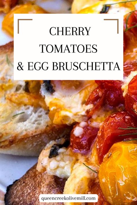 A perfect brunch option for when you have an abundance of cherry tomatoes from your garden. The sweet, blistered tomatoes pair beautifully with creamy eggs and crispy bread, creating a fresh and satisfying dish that's bursting with flavor. Top with a sprinkle of fresh basil and a drizzle of olive oil for an extra touch of deliciousness. Breakfast Bruschetta, Blistered Cherry Tomatoes, Blistered Tomatoes, Crispy Bread, Creamy Eggs, Olive Oil Recipes, Snack Prep, Balsamic Reduction, Perfect Brunch