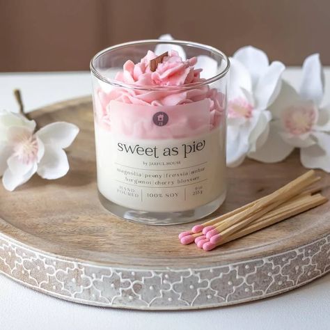 Cherry Blossom Candle, Wedding Candle Favors, Candles Luxury, Peony Candle, Dessert Candle, Candle Wedding Gift, Sweet Candles, Valentine Candles, Candle Design