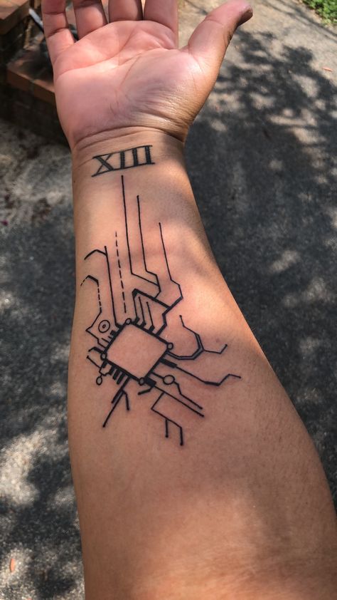 Gaming Tattoo Ideas, Tech Tattoo Ideas, Circuit Board Tattoo, Computer Tattoo, Technology Tattoo, Playstation Tattoo, Circuit Tattoo, Chris Tattoo, Electronic Tattoo