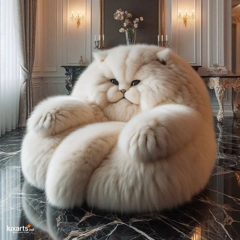 Cat Themed Furniture, Fur Chairs, Dog Chair, Animal Chair, Bungalow Interior, Fur Chair, Giant Cat, Fantasy Furniture, Unusual Furniture