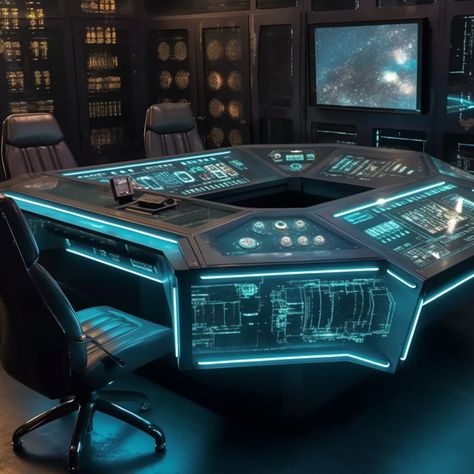 Sci Fi Meeting Room, Scifi Meeting Room, Futuristic Training Room, Future Room Technology, Futuristic Meeting Room, Space Ships Interior, Control Room Design, Spaceship Room, Space Station Interior