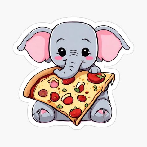 Get my art printed on awesome products. Support me at Redbubble #RBandME: https://www.redbubble.com/i/sticker/KAWAII-ELEPHANT-PIZZA-by-KawaiiLyfe/155845290.EJUG5?asc=u Kawaii Elephant, Elephant Eating, Elephant Food, Elephant Stickers, Eating Pizza, Food Stickers, Pet Bandana, Baby Elephant, Dad Hats